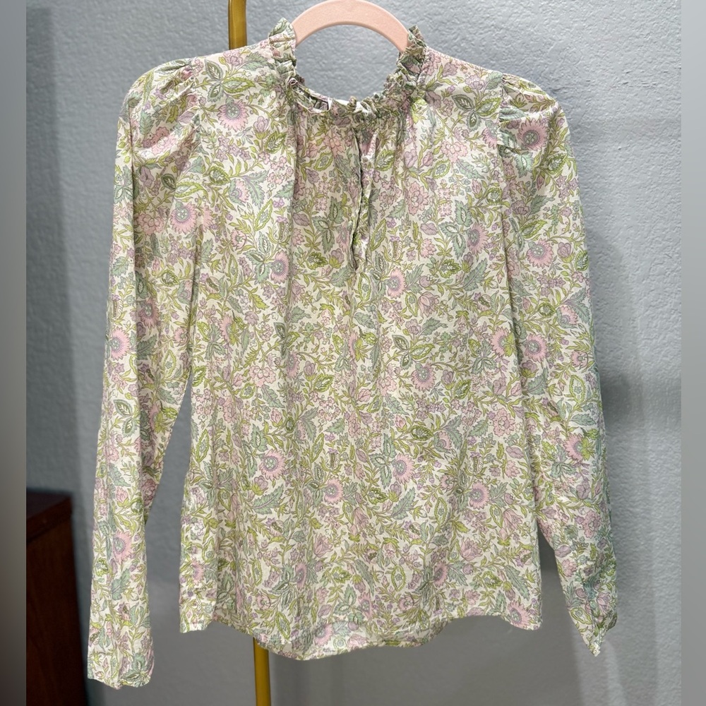 House of Harlow 1960 Floral Ruffle Neck Blouse XS